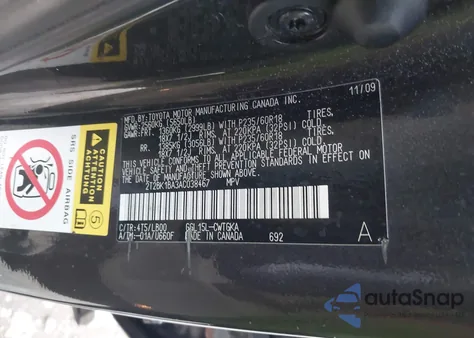 2010 Lexus Rx 350 z USA, uszkodzony, nr VIN 2T2BK1BA3AC038467